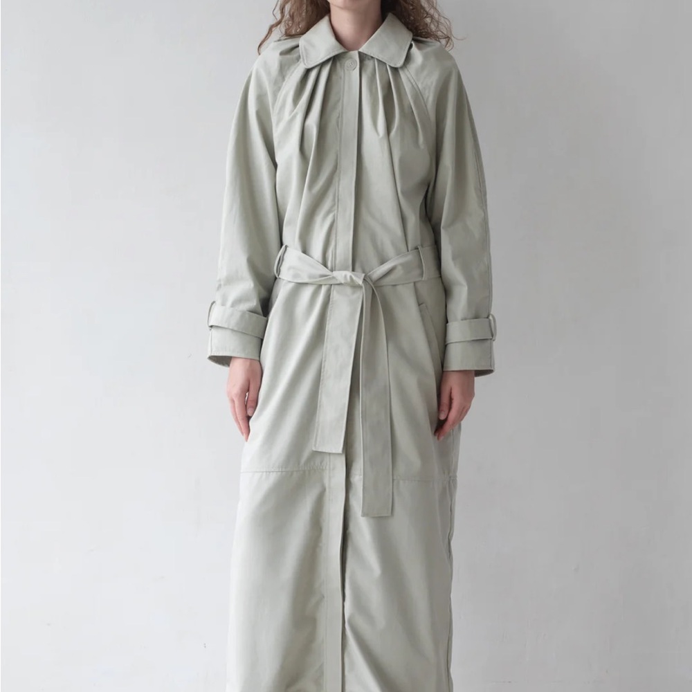 Long Light Gray Trench Coat
